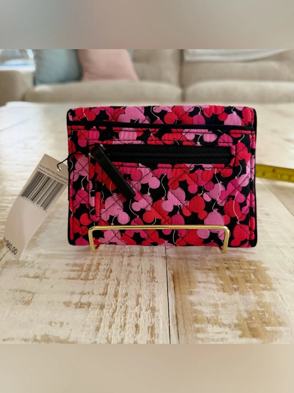 Vera Bradley Disney Mickey Whimsical Balloons Riley Compact Wallet Hot Pink